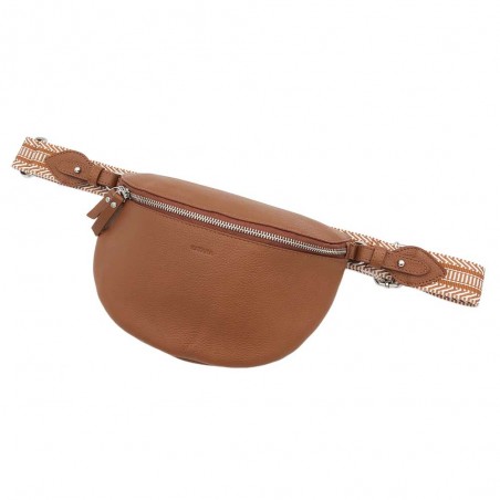 Katana | Banane femme en cuir tendance marron camel | Sac porté croisé bandoulière originale pas cher