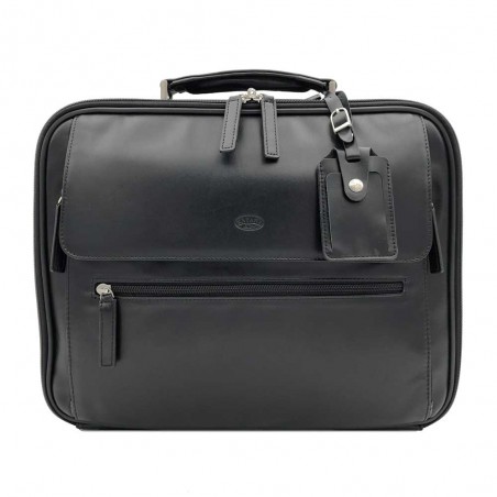 Katana | Attaché-case business en cuir 16" noir | Bagage professionnel taille cabine haut de gamme