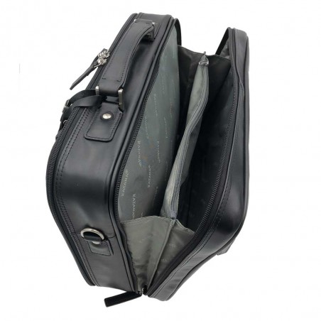 Katana | Attaché-case business en cuir 16" noir | Bagage professionnel taille cabine haut de gamme