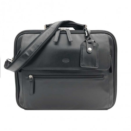 Katana | Attaché-case business en cuir 16" noir | Bagage professionnel taille cabine haut de gamme