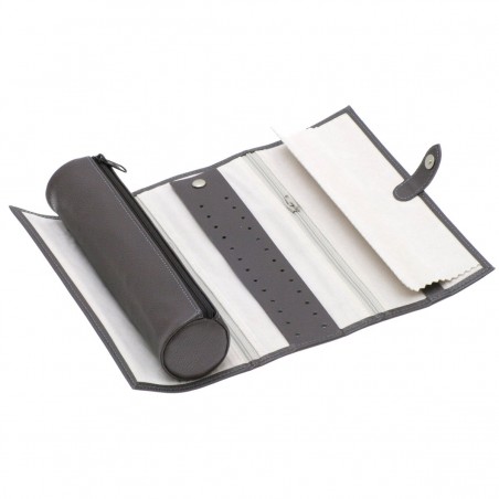 Trousse à bijoux ronde DAVIDT'S "Euclide" anthracite | Étui à bijoux de voyage femme original pas cher qualité supérieure Trousse à bijoux ronde DAVIDT'S "Euclide" anthracite | Étui à bijoux de voyage femme original pas cher qualité supérieure
