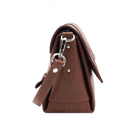 Katana | Sac bandoulière en cuir "Ariane" marron | Sac femme porté croisé moderne pas cher