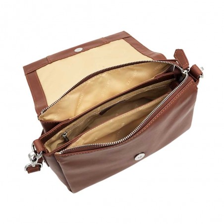 Katana | Sac bandoulière en cuir "Ariane" marron | Sac femme porté croisé moderne pas cher