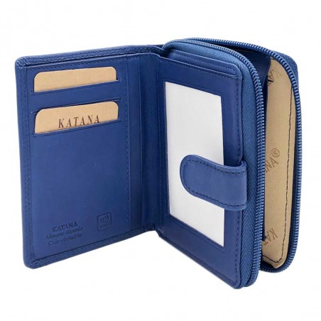Katana | Portefeuille compact en cuir bleu vif | Porte-monnaie et porte-cartes femme pas cher Katana | Portefeuille compact en cuir bleu vif | Porte-monnaie et porte-cartes femme pas cher