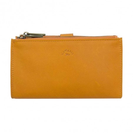 Portefeuille femme medium en cuir KATANA jaune | Porte-monnaie porte-cartes femme taille moyenne pratique pas cher