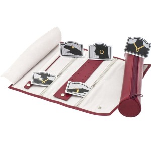 Trousse à bijoux ronde DAVIDT'S "Euclide" rouge | Étui à bijoux de voyage femme original pas cher qualité supérieure