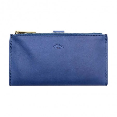 Portefeuille femme medium en cuir KATANA bleu | Porte-monnaie porte-cartes femme taille moyenne pratique pas cher