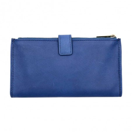 Portefeuille femme medium en cuir KATANA bleu | Porte-monnaie porte-cartes femme taille moyenne pratique pas cher