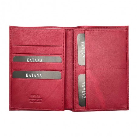 Portefeuille femme en cuir KATANA rouge | Porte-cartes permis de conduire et papiers pas cher Portefeuille femme en cuir KATANA rouge | Porte-cartes permis de conduire et papiers pas cher