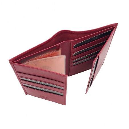 Portefeuille femme en cuir KATANA rouge | Porte-cartes permis de conduire et papiers pas cher Portefeuille femme en cuir KATANA rouge | Porte-cartes permis de conduire et papiers pas cher