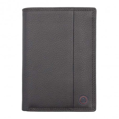 Serge Blanco | Portefeuille en cuir homme "Vancouver" marron foncé | Porte-cartes et monnaie grand format complet