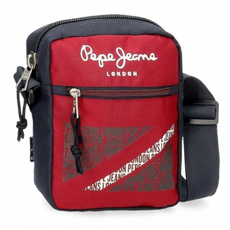 Sacoche homme Pepe Jeans "Clark" bordeaux marine | Sac porté travers style sport pas cher