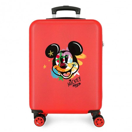 Valise cabine DISNEY Mickey Street Art rouge | Bagage taille cabine enfant ado décor dessin animé pas cher
