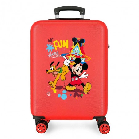 Valise cabine DISNEY Mickey Fun starts here rouge | Bagage taille cabine enfant ado décor dessin animé pas cher