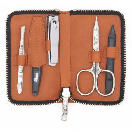 Set manucure cuir "Siena" M marron cognac | Kit manucure de voyage ustensiles Solingen fabriqué en Allemagne haute qualité