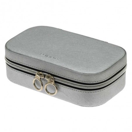 Davidts | Coffret à bijoux rectangle Zip'n go argent | Boite à bijoux de voyage pas cher