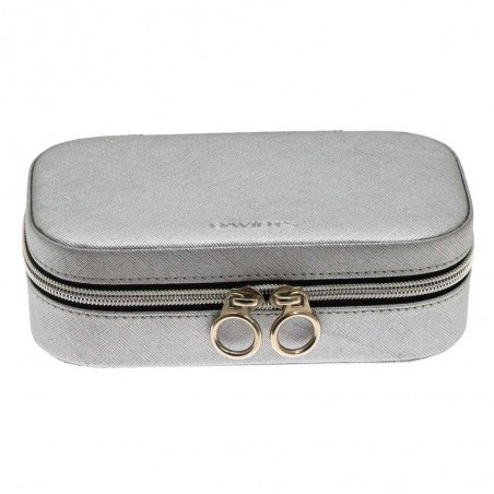 Davidts | Coffret à bijoux rectangle Zip'n go argent | Boite à bijoux de voyage pas cher