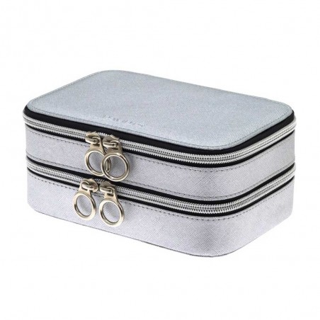 Davidts | Coffret à bijoux double "Zip'n go" argent | Boite à bijoux de voyage pas cher Davidts | Coffret à bijoux double "Zip'n go" argent | Boite à bijoux de voyage pas cher