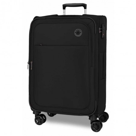 Valise 66cm extensible MOVOM "Atlanta" noir | Bagage soute taille moyenne léger semi-rigide pas cher