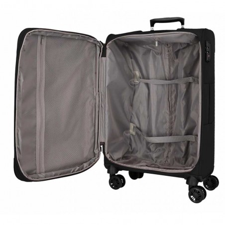 Valise 66cm extensible MOVOM "Atlanta" noir | Bagage soute taille moyenne léger semi-rigide pas cher