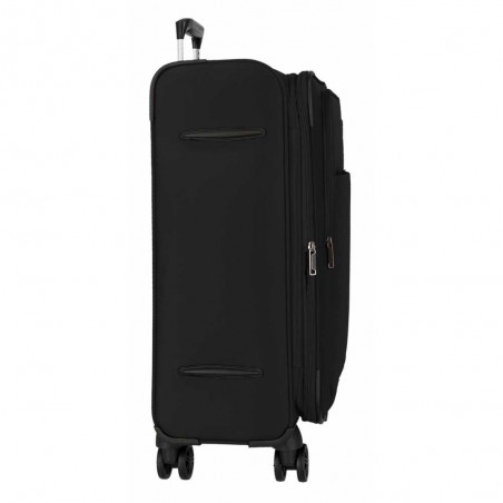 Valise 66cm extensible MOVOM "Atlanta" noir | Bagage soute taille moyenne léger semi-rigide pas cher