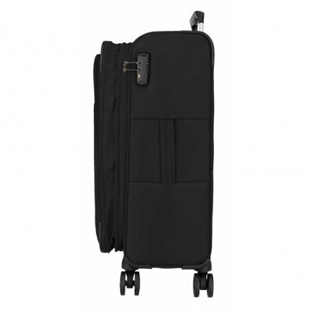 Valise 66cm extensible MOVOM "Atlanta" noir | Bagage soute taille moyenne léger semi-rigide pas cher