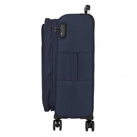 Valise 66cm extensible MOVOM "Atlanta" marine | Bagage soute taille moyenne léger semi-rigide pas cher