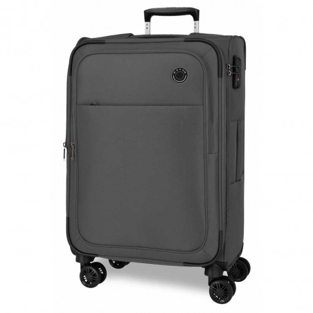 Valise 66cm extensible MOVOM "Atlanta" gris | Bagage soute taille moyenne léger semi-rigide pas cher