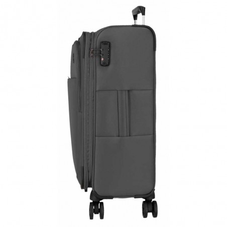 Valise 66cm extensible MOVOM "Atlanta" gris | Bagage soute taille moyenne léger semi-rigide pas cher