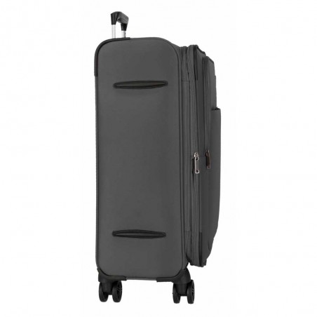 Valise 66cm extensible MOVOM "Atlanta" gris | Bagage soute taille moyenne léger semi-rigide pas cher