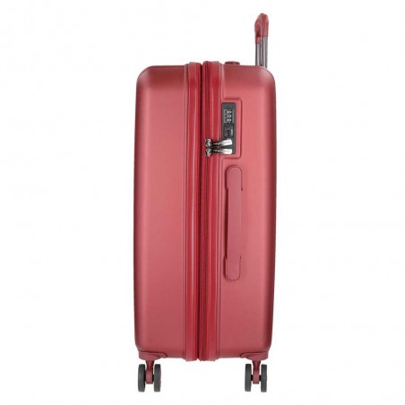 Valise extensible 65cm MOVOM "Wood" rouge | Bagage taille moyenne séjour 1 semaine pas cher