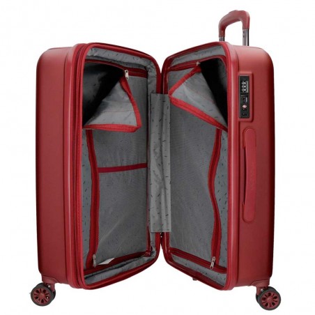 Valise extensible 65cm MOVOM "Wood" rouge | Bagage taille moyenne séjour 1 semaine pas cher