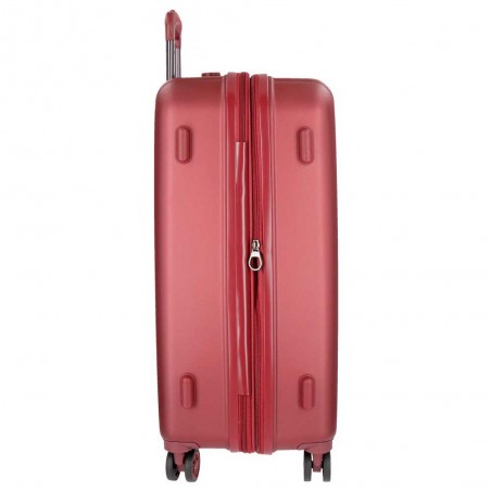 Valise extensible 65cm MOVOM "Wood" rouge | Bagage taille moyenne séjour 1 semaine pas cher