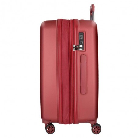 Valise extensible 65cm MOVOM "Wood" rouge | Bagage taille moyenne séjour 1 semaine pas cher