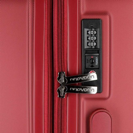 Valise extensible 65cm MOVOM "Wood" rouge | Bagage taille moyenne séjour 1 semaine pas cher