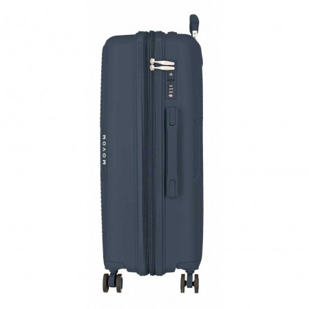 Valise soute 68cm extensible MOVOM "Inari" bleu marine | Bagage taille moyenne polypropylène pas cher