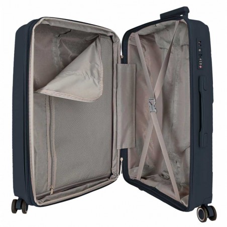 Valise soute 68cm extensible MOVOM "Inari" bleu marine | Bagage taille moyenne polypropylène pas cher