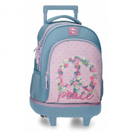 Sac à dos à roulettes ROLL ROAD "Peace" | Sac scolaire trolley fille solide pas cher Sac à dos à roulettes ROLL ROAD "Peace" | Sac scolaire trolley fille solide pas cher