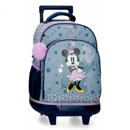 Sac à dos à roulettes DISNEY Minnie "Style" | Sac scolaire trolley solide pas cher