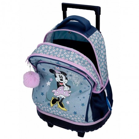 Sac à dos à roulettes DISNEY Minnie "Style" | Sac scolaire trolley solide pas cher