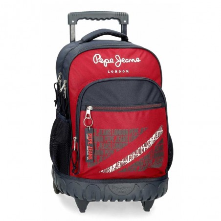 Sac à dos à roulettes PEPE JEANS "Clark" | Sac scolaire trolley garçon solide pas cher