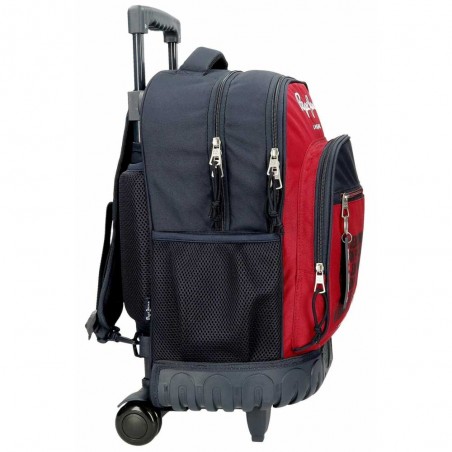 Sac à dos à roulettes PEPE JEANS "Clark" | Sac scolaire trolley garçon solide pas cher