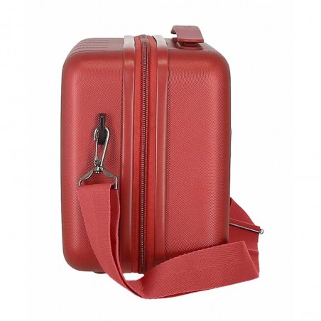 Vanity case MOVOM "Wood" rouge | Beauty case rigide femme pas cher