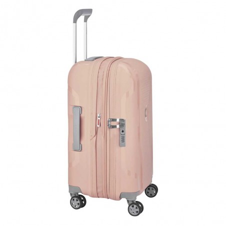 DELSEY | Valise cabine extensible "Clavel" rose pivoine | Bagage matière recyclé léger robuste