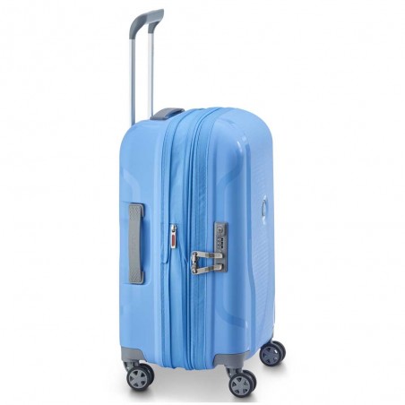 DELSEY | Valise cabine extensible "Clavel" bleu lavande | Bagage matière recyclé léger robuste