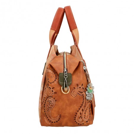 Sac à main 2 anses Anekke "Peace & Love" camel | Sac femme original pas cher