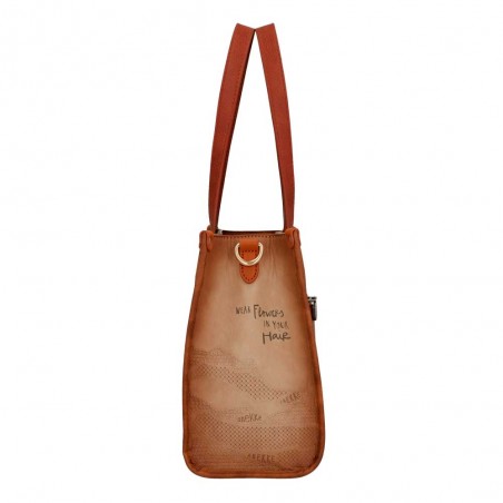 Sac porté épaule ANEKKE "Peace & Love" camel | Sac femme original pas cher