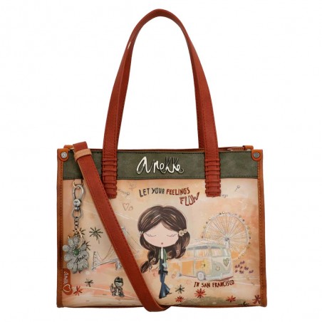 Sac porté épaule ANEKKE "Peace & Love" camel | Sac femme original pas cher Sac porté épaule ANEKKE "Peace & Love" camel | Sac femme original pas cher