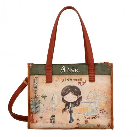 Sac porté épaule ANEKKE "Peace & Love" camel | Sac femme original pas cher Sac porté épaule ANEKKE "Peace & Love" camel | Sac femme original pas cher