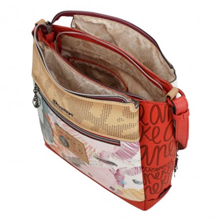 Sac bandoulière 3 cpts ANEKKE "Fashion" | Sac femme porté croisé design original rouge Sac bandoulière 3 cpts ANEKKE "Fashion" | Sac femme porté croisé design original rouge